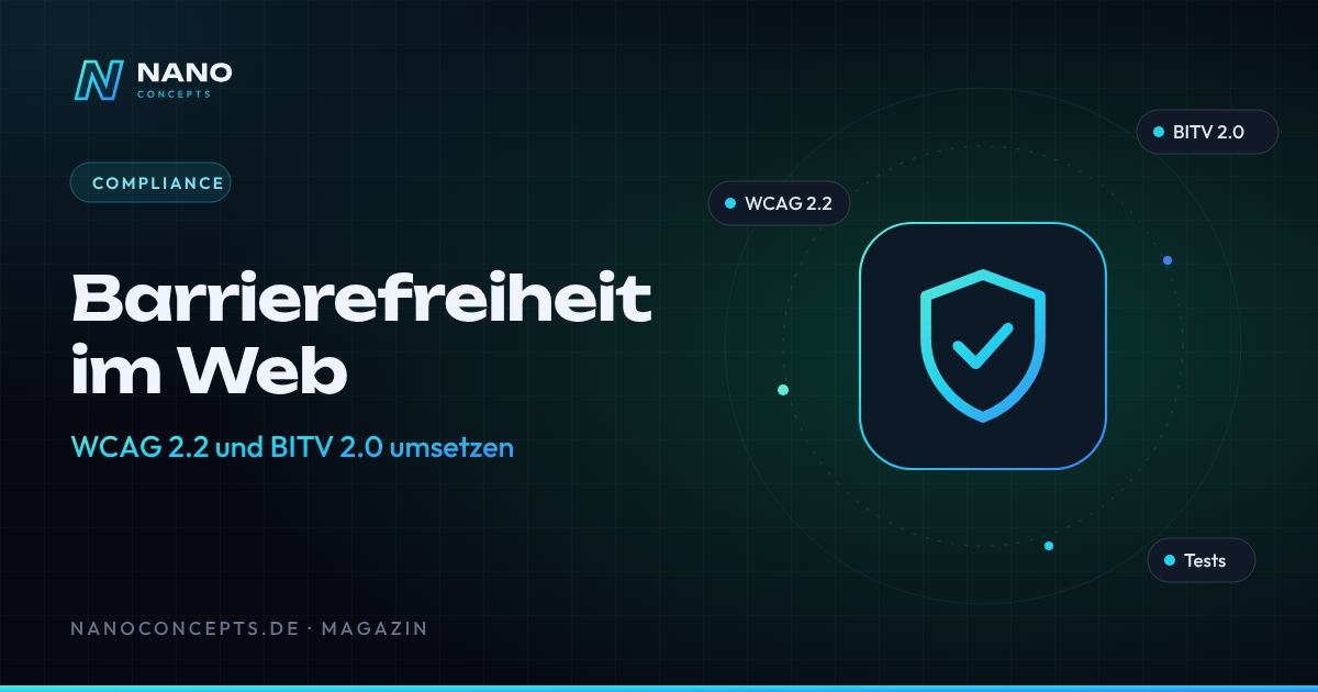 Beitragsbild: Barrierefreiheit im Web: WCAG 2.2 und BITV 2.0 pragmatisch umsetzen