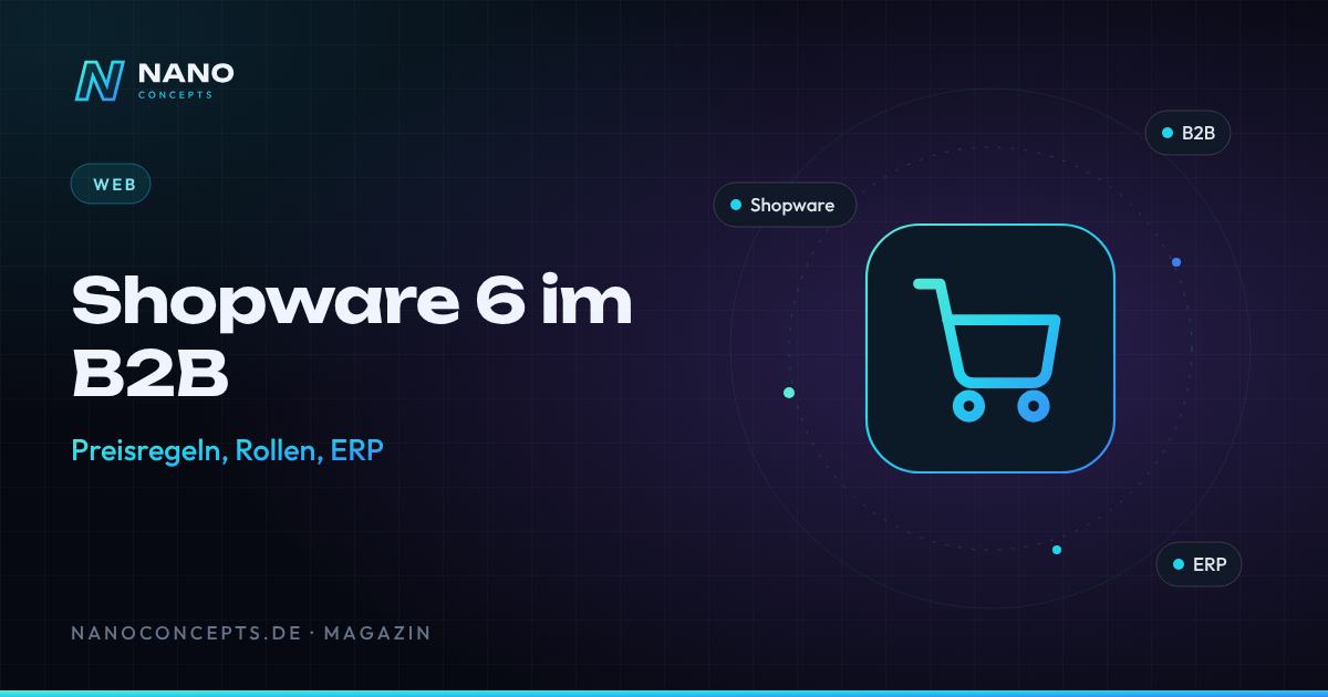 Beitragsbild: Shopware 6 im B2B: Preisregeln, Rollen und ERP-Anbindung