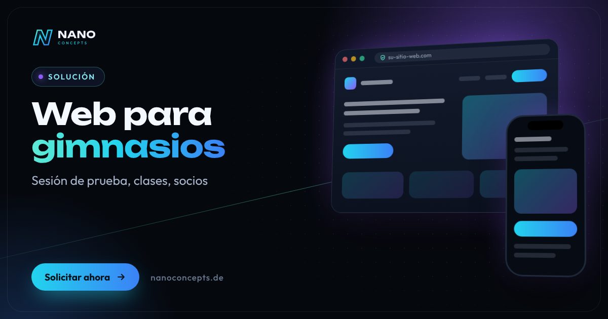 Imagen destacada: Página web para gimnasios