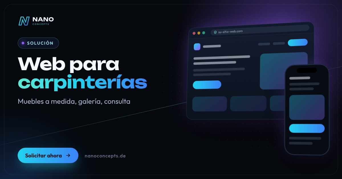 Imagen destacada: Página web para carpinterías