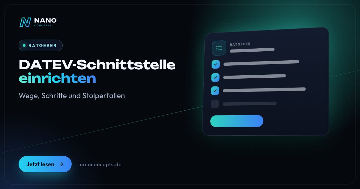 Beitragsbild: DATEV-Schnittstelle einrichten: wie geht das Schritt für Schritt?