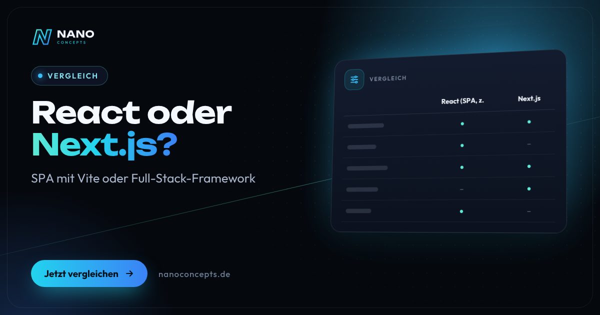 Beitragsbild: React oder Next.js – welches Setup für Ihre Web-Anwendung?