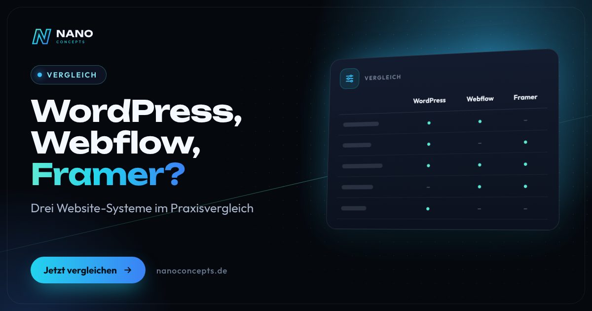 Beitragsbild: WordPress oder Webflow – oder doch Framer?